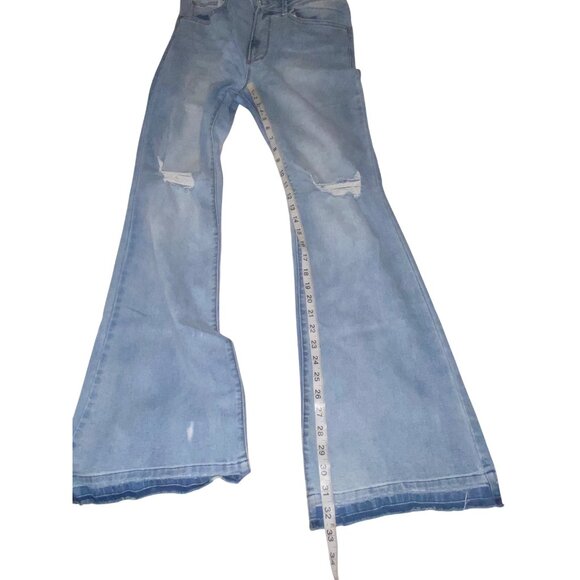 True Craft High-Rise Flare Jeans Size 15R Light Wash Distressed Cotton Blend Wom - Picture 6 of 10